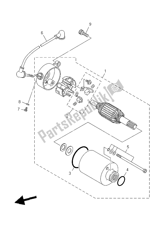 All parts for the Starting Motor of the Yamaha XVS 125 Dragstar 2004