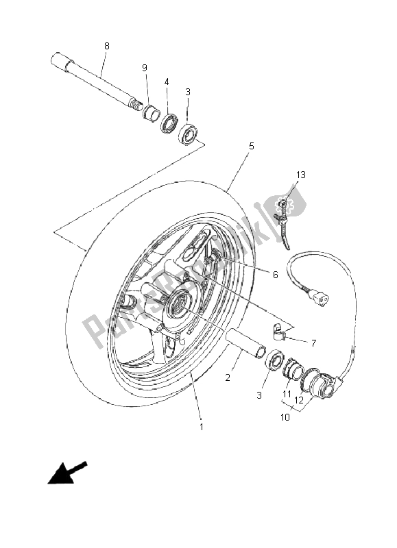 All parts for the Front Wheel of the Yamaha XP 500 T MAX 2008