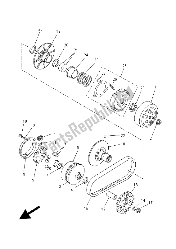 All parts for the Clutch of the Yamaha YP 250R 2014