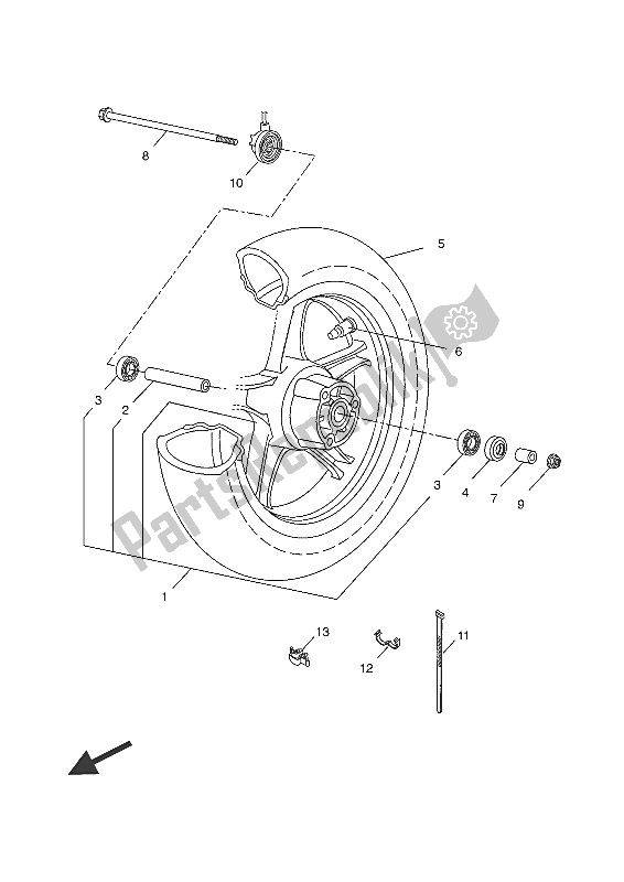 All parts for the Front Wheel of the Yamaha NS 50F 2016