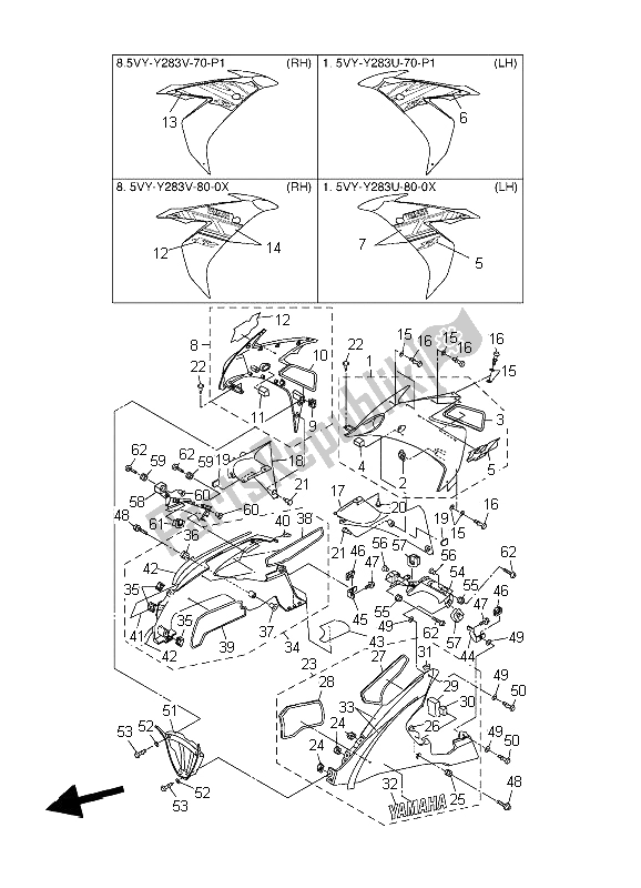 Tutte le parti per il Cowling 2 del Yamaha YZF R1 1000 2006