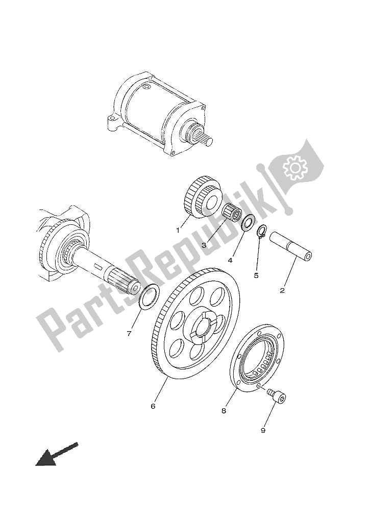 All parts for the Starter Clutch of the Yamaha YFM 450 Fwad IRS Grizzly 4X4 2016