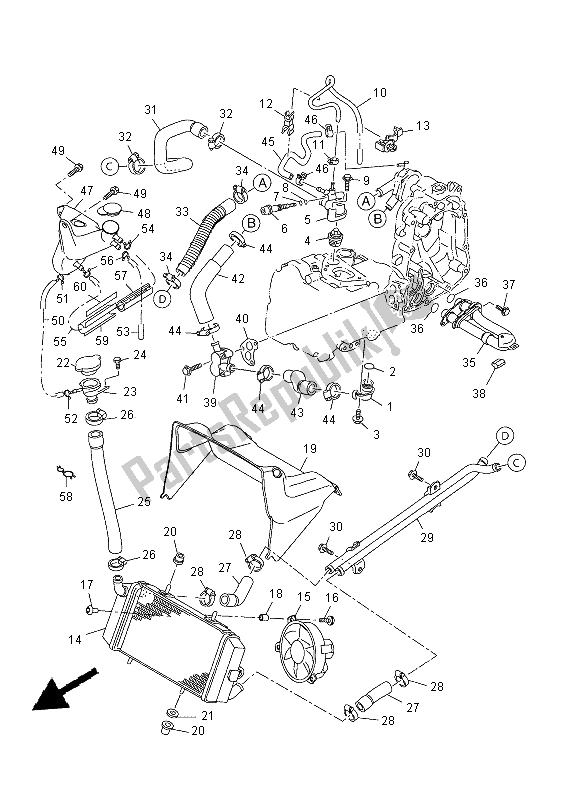 All parts for the Radiator & Hose of the Yamaha YP 400 RA 2015