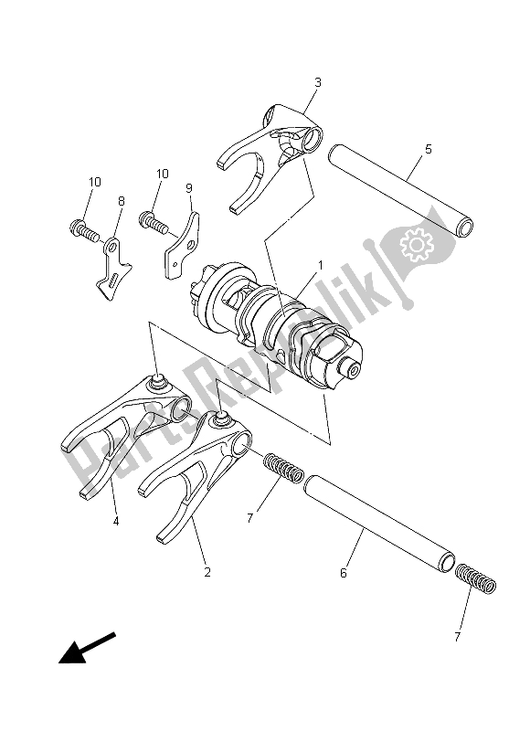 All parts for the Shift Cam & Fork of the Yamaha XT 1200 ZE 2015