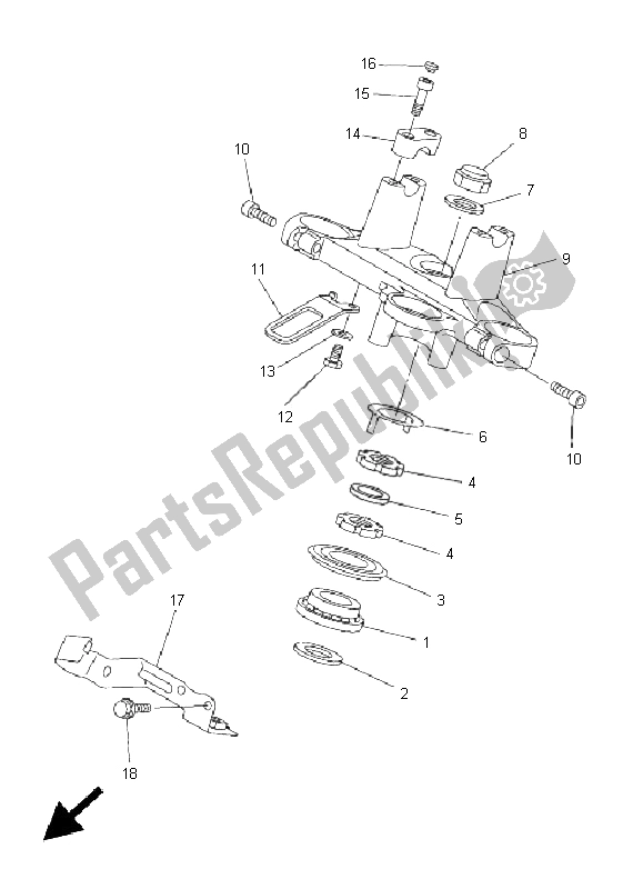 Alle onderdelen voor de Sturen van de Yamaha FZ6 S 600 2005