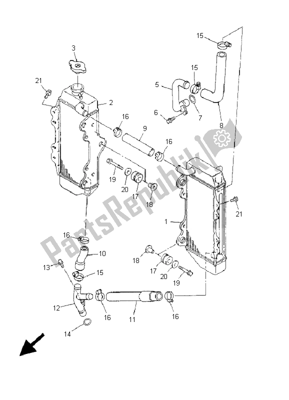 All parts for the Radiator & Hose of the Yamaha WR 426F 400F 2001