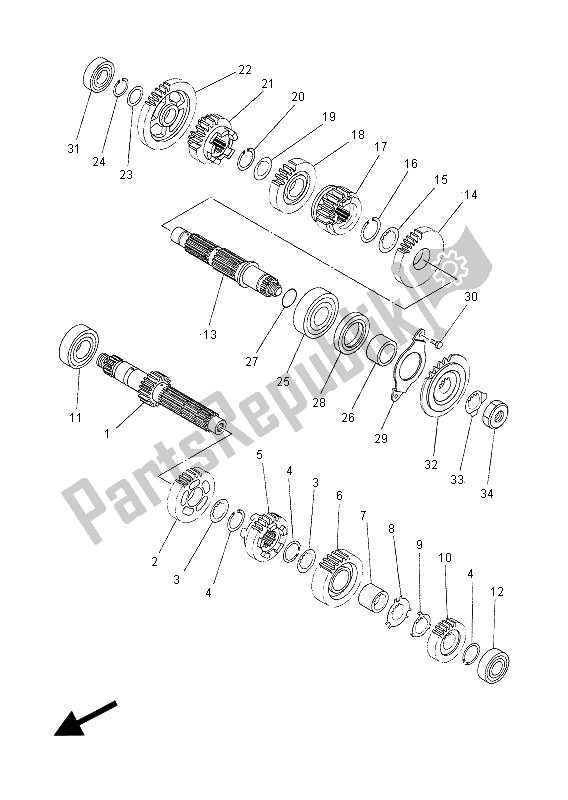All parts for the Transmission of the Yamaha XT 660Z Tenere 2012