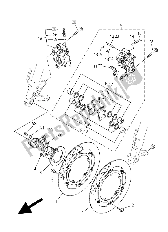 Wszystkie części do Zacisk Hamulca Przedniego Yamaha MT 09A 900 2014