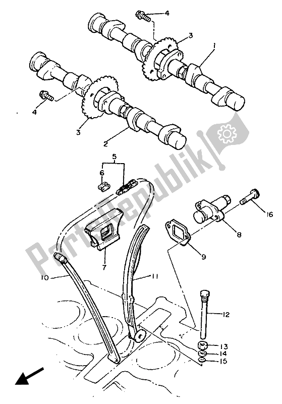 Toutes les pièces pour le Arbre à Cames Et Chaîne du Yamaha XJ 900F 1989