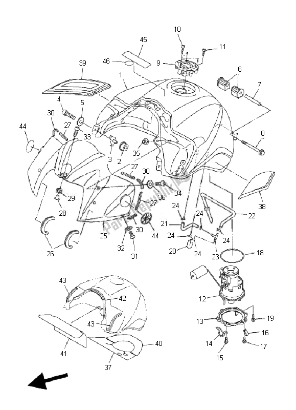 Tutte le parti per il Serbatoio Di Carburante del Yamaha FZ1 S Fazer 1000 2007