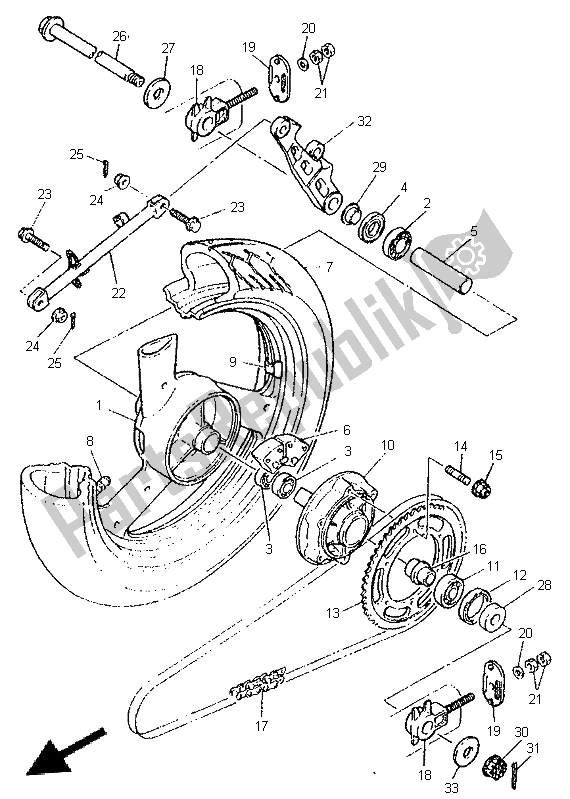 Toutes les pièces pour le Roue Arrière du Yamaha XJ 600N 1996