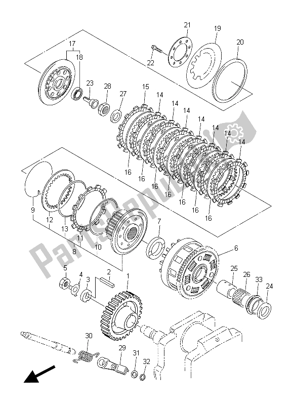 All parts for the Clutch of the Yamaha XVS 1300 CU 2015