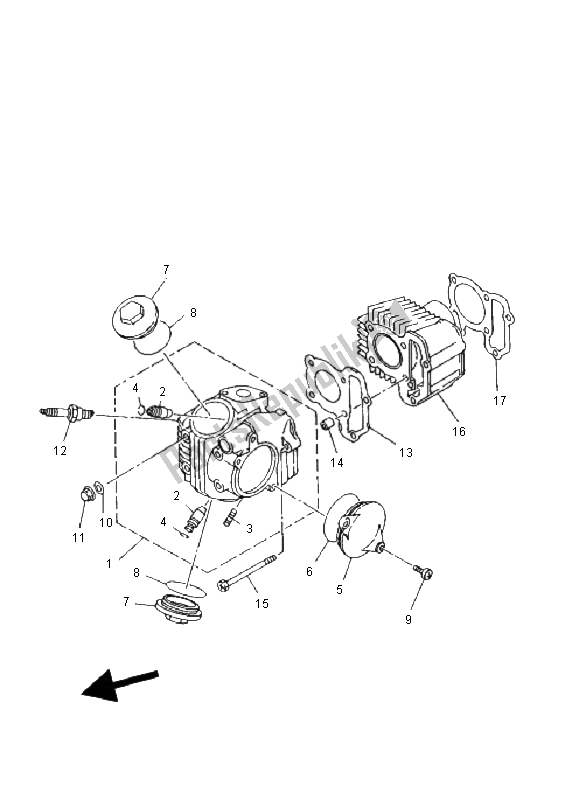 All parts for the Cylinder of the Yamaha YFM 80 Badger 2000