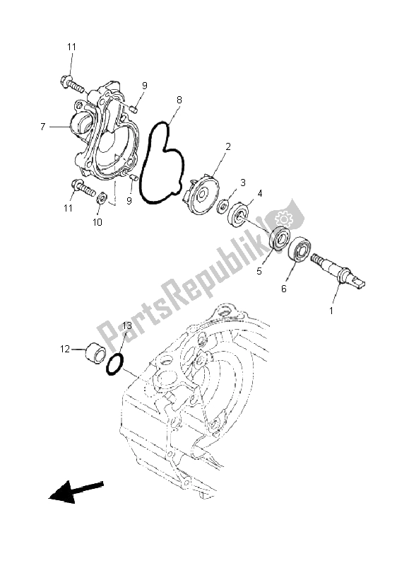 All parts for the Water Pump of the Yamaha WR 450F 2011