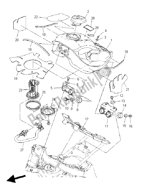 All parts for the Fuel Tank of the Yamaha WR 250X 2011