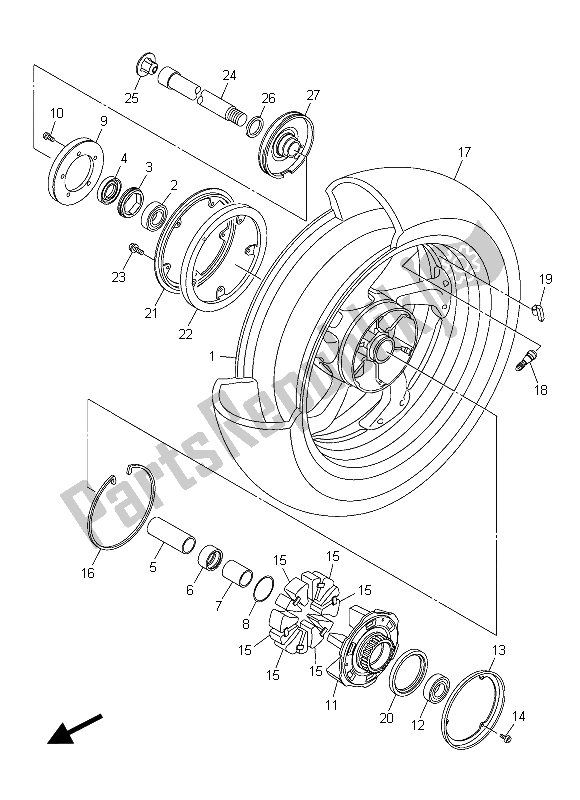 Wszystkie części do Tylne Ko? O Yamaha VMX 17 1700 2015