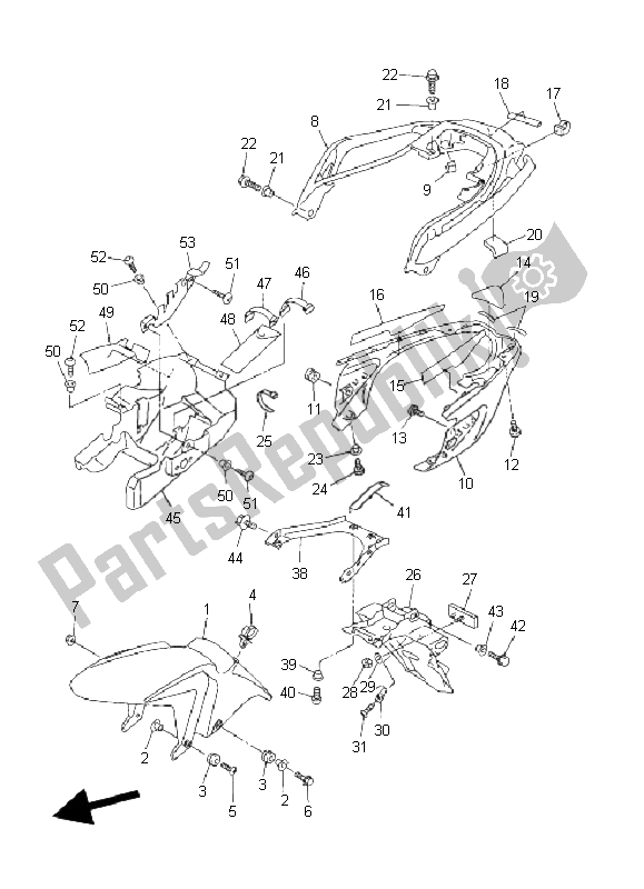 Tutte le parti per il Parafango del Yamaha FZ6 SHG Fazer 600 2008