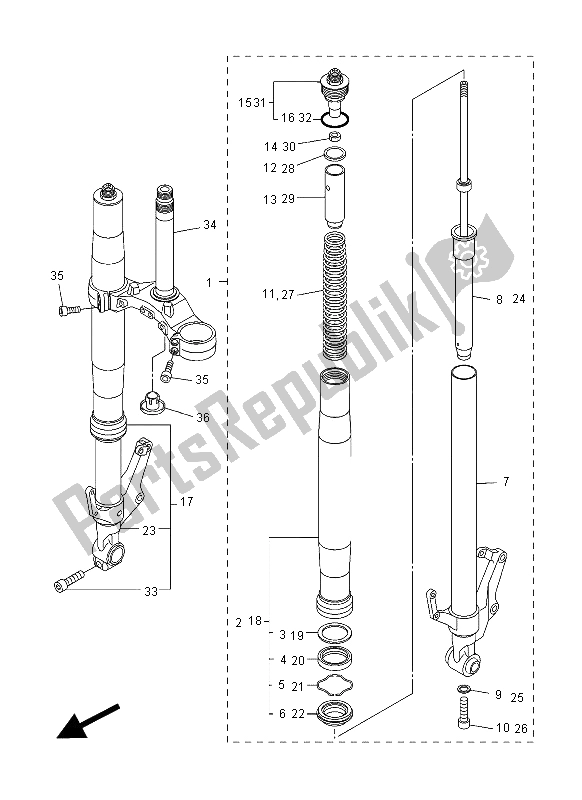 All parts for the Front Fork of the Yamaha FZ1 SA 1000 2012