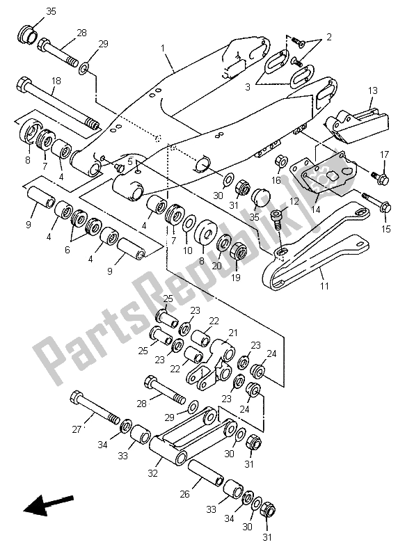 Todas as partes de Braço Traseiro do Yamaha YZ 250 1996