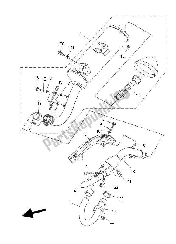 Tutte le parti per il Scarico del Yamaha YFM 700R 2008