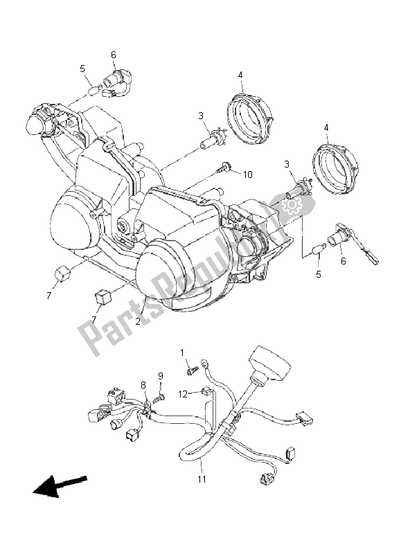 All parts for the Headlight of the Yamaha YZF R1 1000 2011