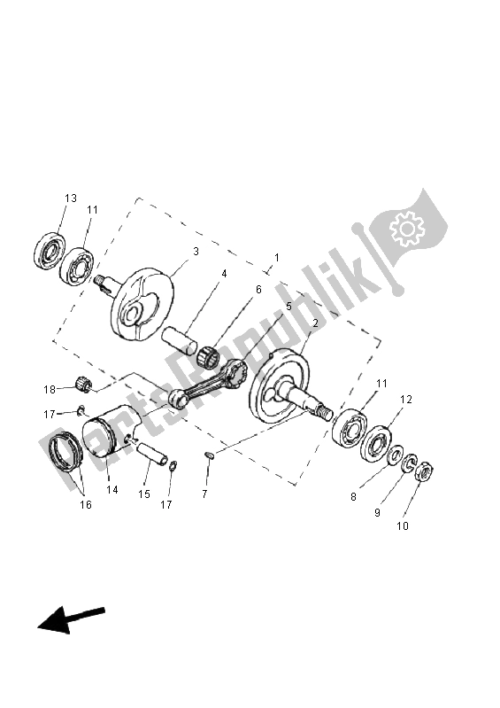 All parts for the Crankshaft & Piston of the Yamaha PW 50 2008