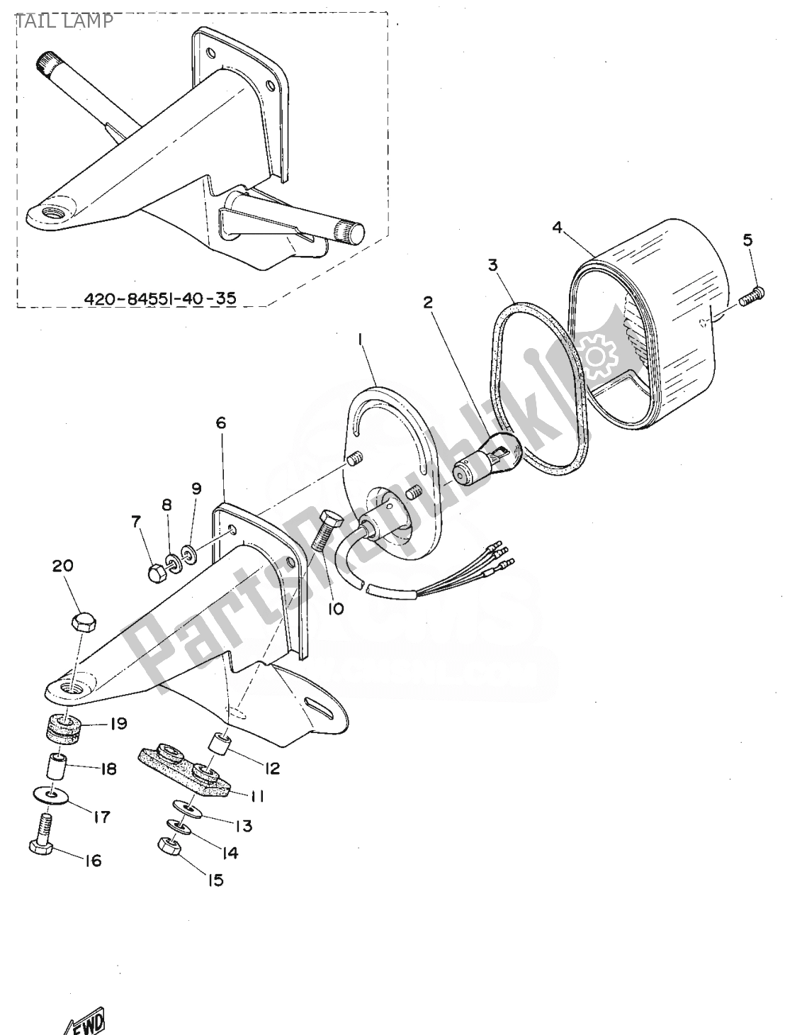 Alle onderdelen voor de Achterlicht van de Yamaha FS1 1975