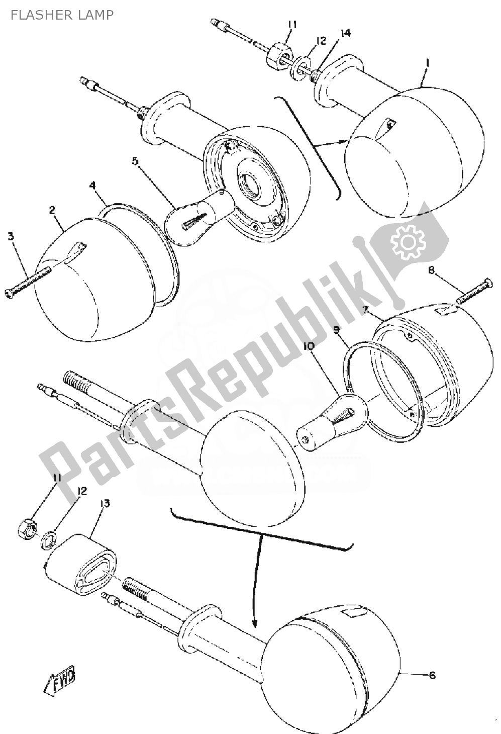 All parts for the Flasher Lamp of the Yamaha RD 60 1973 All parts for the Flasher Lamp of the Yamaha RD 60 1973
