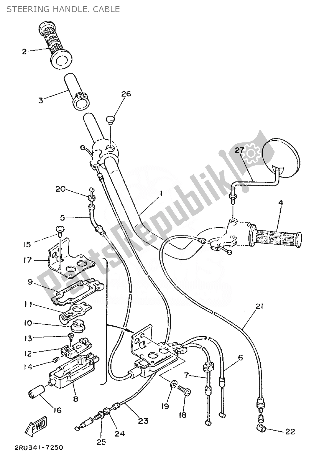 Tutte le parti per il Steering Handle. Cable del Yamaha FS1 1987