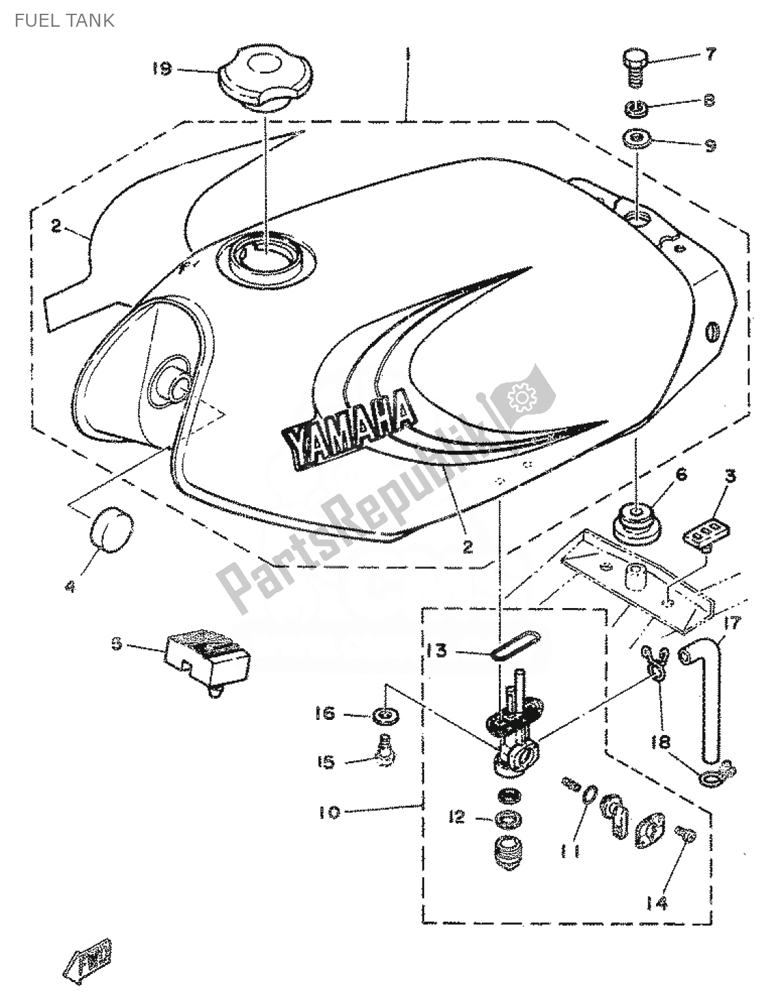 Toutes les pièces pour le Réservoir D'essence du Yamaha RD 80 1982