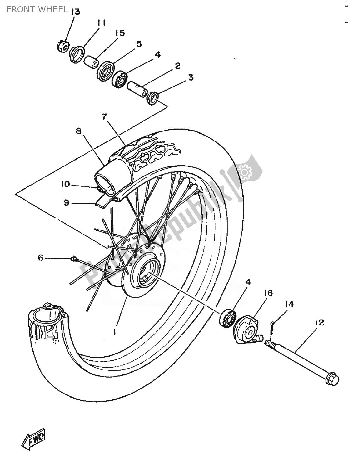 Tutte le parti per il Ruota Anteriore del Yamaha DT 50 1989