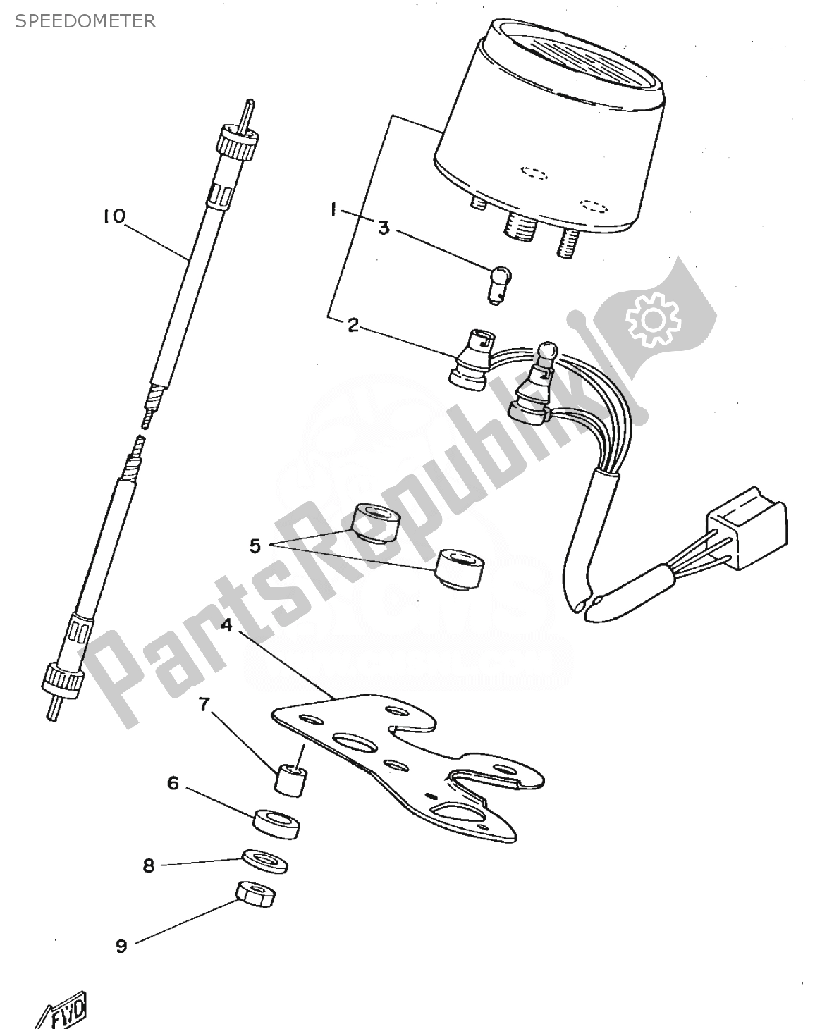 All parts for the Speedometer of the Yamaha FS1 1980