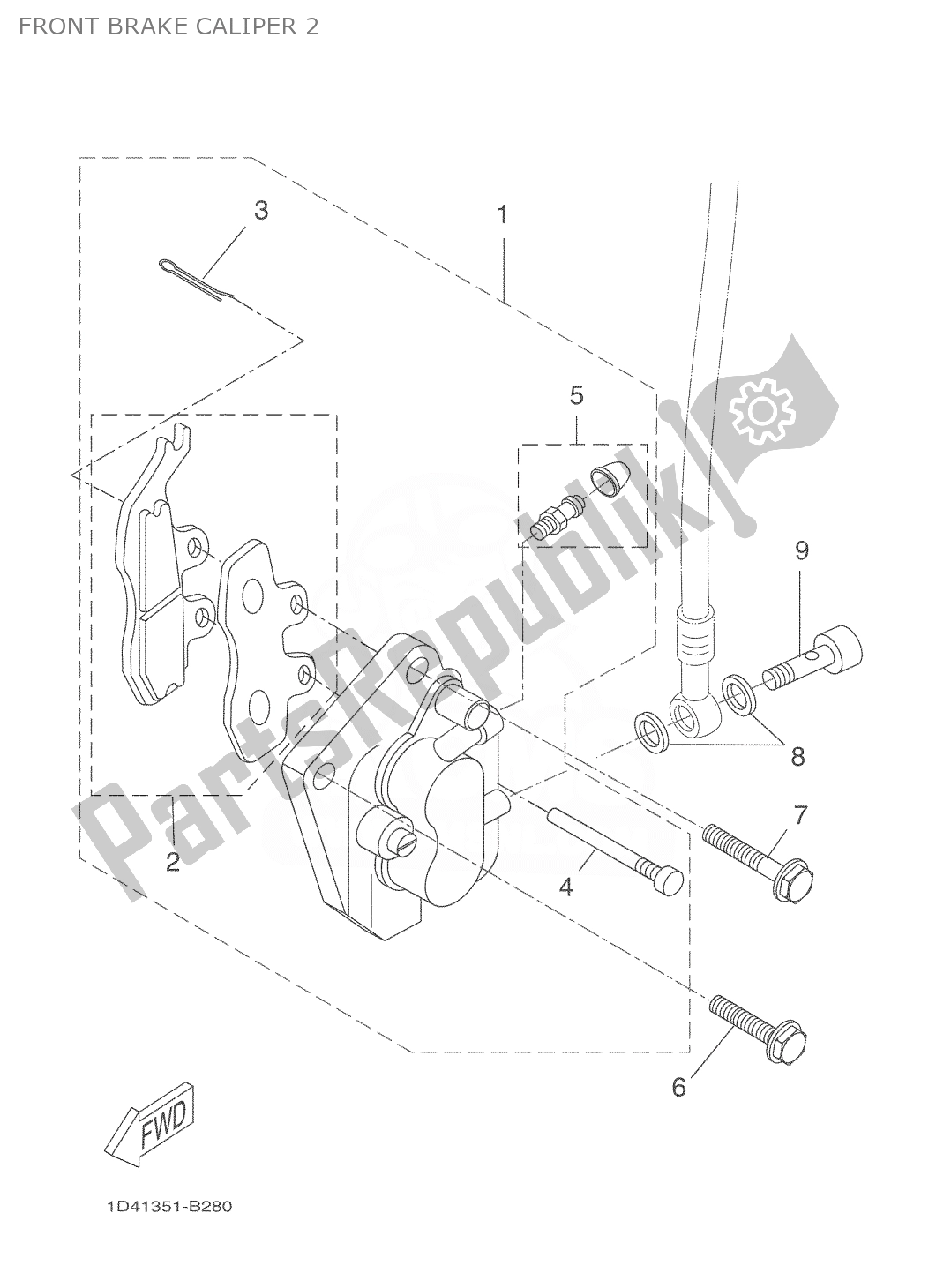 Wszystkie części do Zacisk Hamulca Przedniego 2 Yamaha DT 50 2004