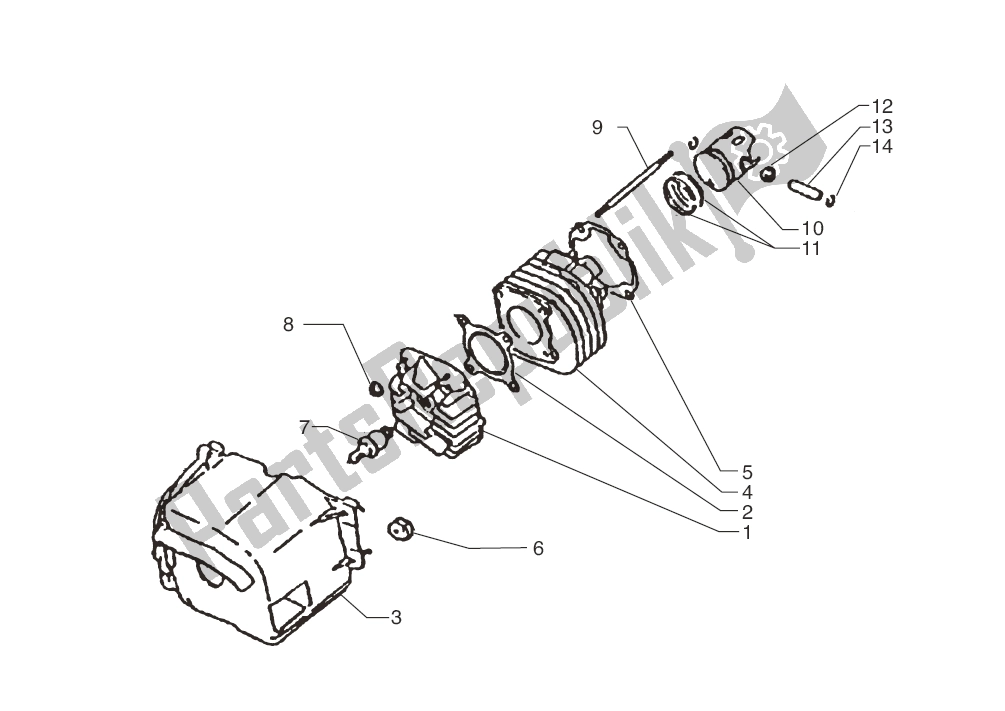 Toutes les pièces pour le Cilinder- Zuiger du Yamaha JOG R AC 50 2000 - 2010