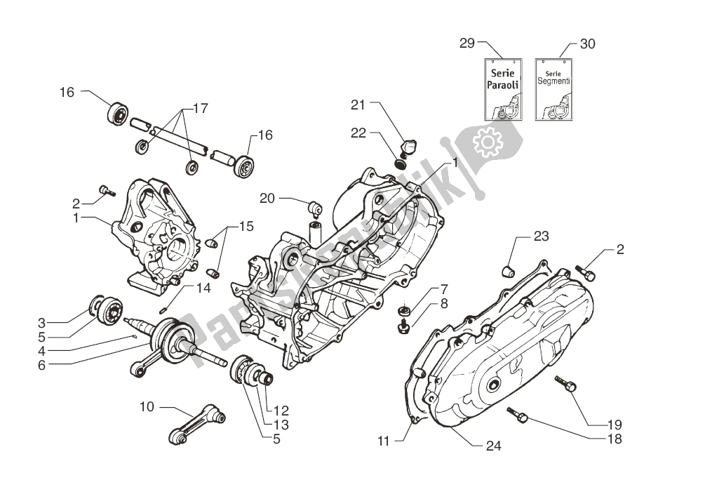 All parts for the Carter - Krukas of the Yamaha JOG R AC 50 2000 - 2010