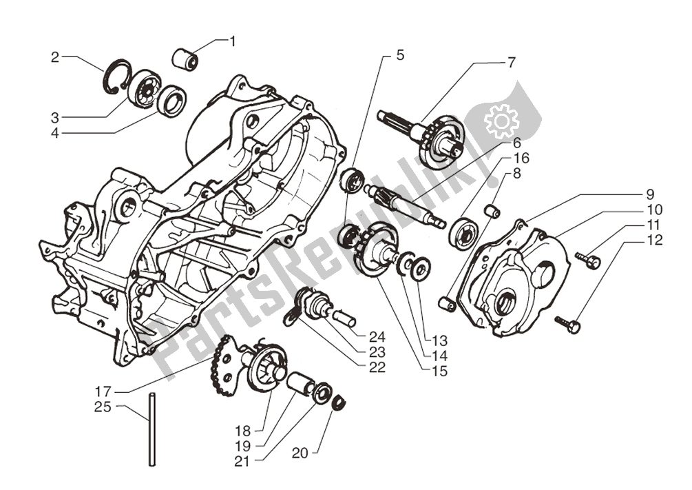 Alle onderdelen voor de Achteras van de Yamaha JOG R AC 50 2000 - 2010