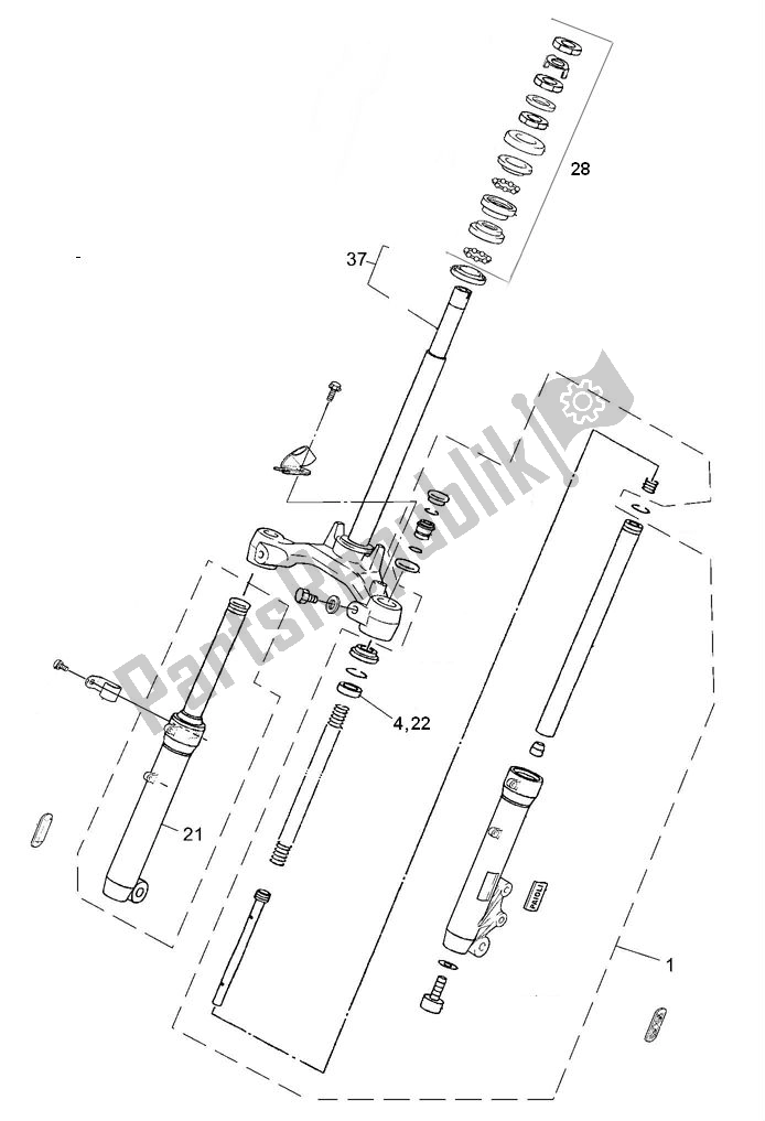 Wszystkie części do Przedni Widelec Yamaha JOG R AC 50 2000 - 2010