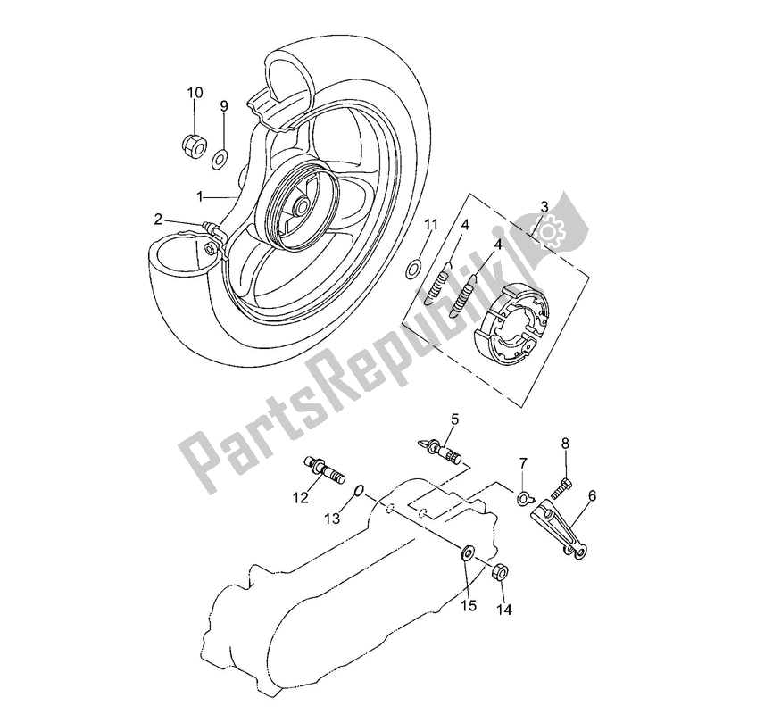 Toutes les pièces pour le Roue Arrière du Yamaha JOG R AC 50 2000 - 2010