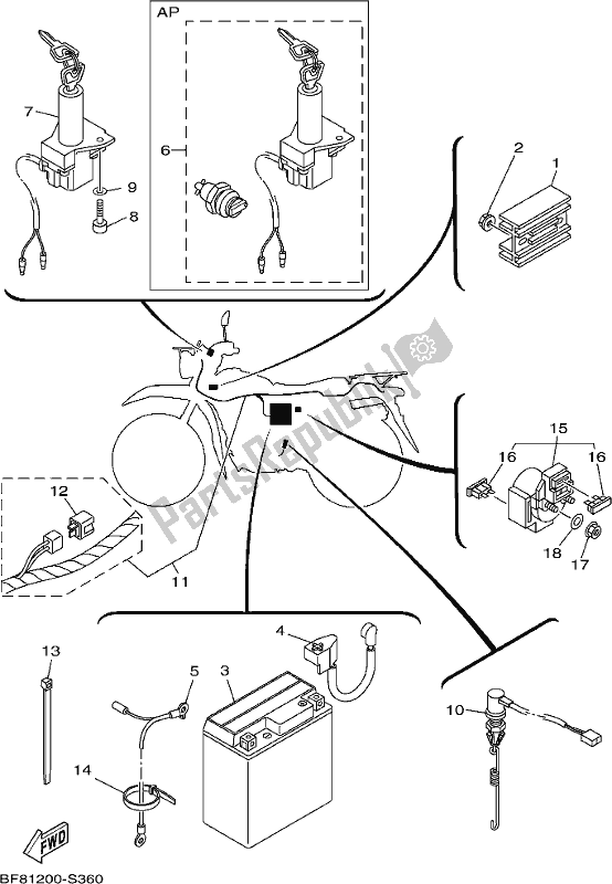 Wszystkie części do Elektryczny 1 Yamaha AG 125 2017