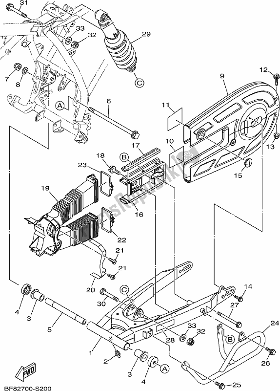 Todas las partes para Brazo Trasero Y Suspensión de Yamaha AG 125 2017