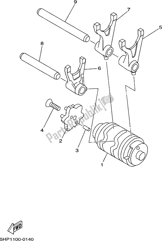 Todas as partes de Shift Cam E Garfo do Yamaha AG 125 2017