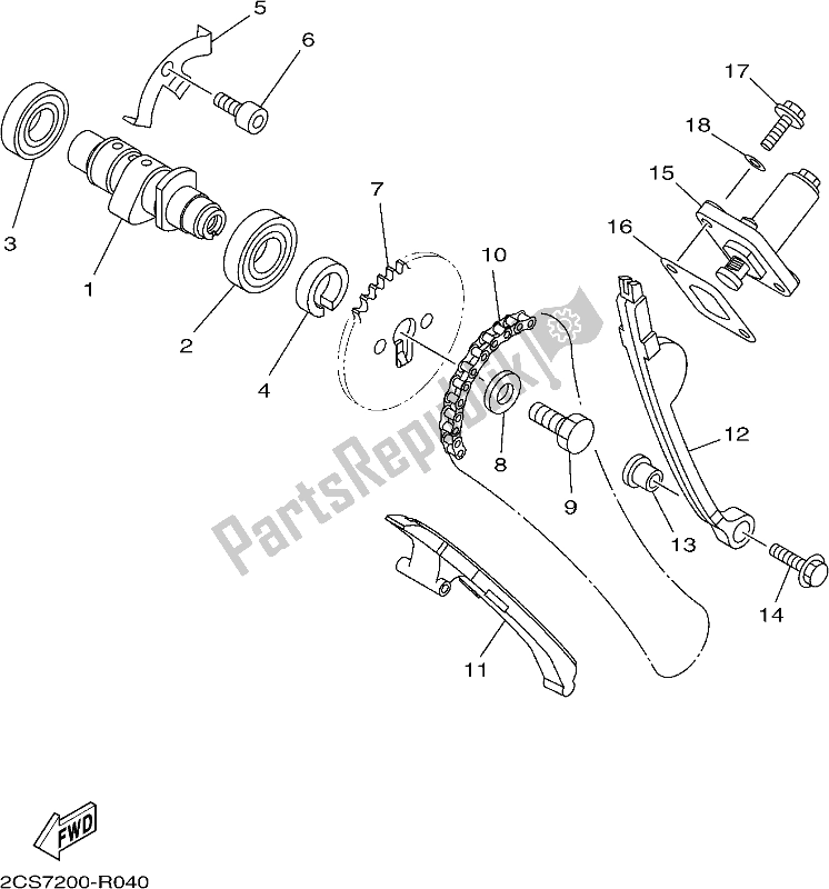 All parts for the Camshaft & Chain of the Yamaha AG 125 2018