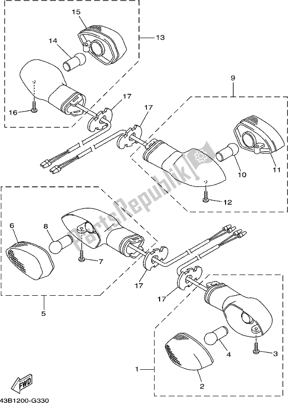 All parts for the Flasher Light of the Yamaha AG 125 2018