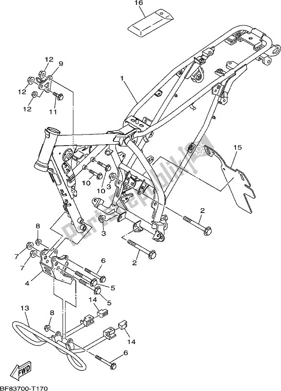 All parts for the Frame of the Yamaha AG 125 2018