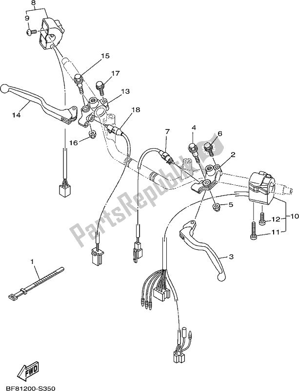 All parts for the Handle Switch & Lever of the Yamaha AG 125 2018