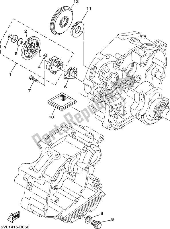 All parts for the Oil Pump of the Yamaha AG 125 2018