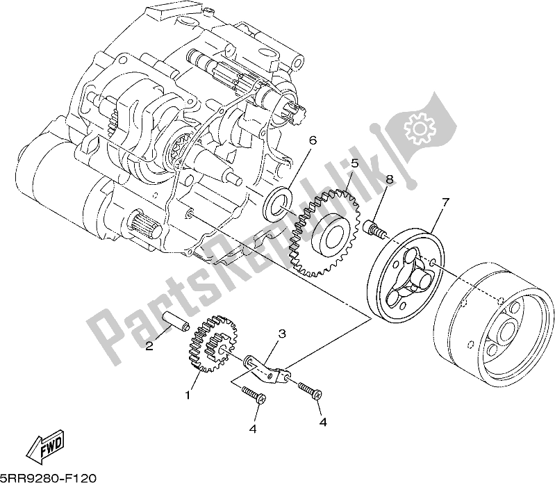 All parts for the Starter Clutch of the Yamaha AG 125 2018