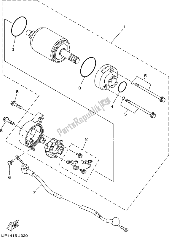 All parts for the Starting Motor of the Yamaha AG 125 2018