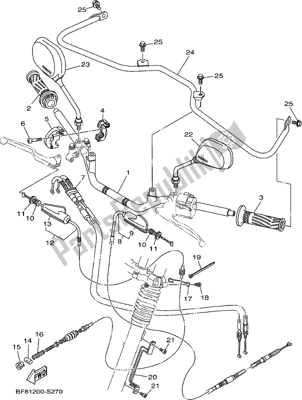 All parts for the Steering Handle & Cable of the Yamaha AG 125 2018