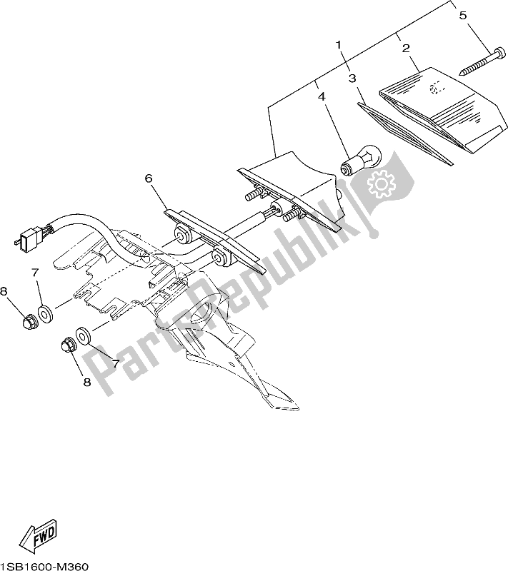 All parts for the Taillight of the Yamaha AG 125 2018